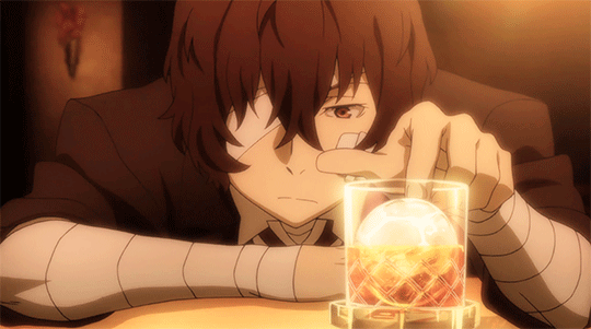 Gif of Dazai smiling.