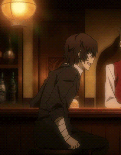 Gif of Dazai smiling.